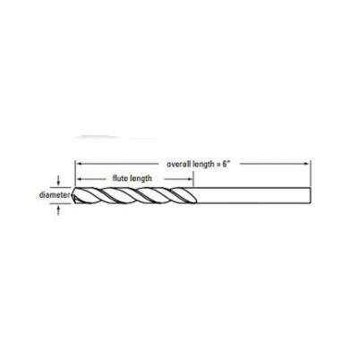 Cleveland&reg; C13172 3957-6 Type B Extended Length Heavy Duty Aircraft Extension Drill, #50 Drill - Wire, 0.07 in Drill - Decimal Inch, 135 deg Point, HSS