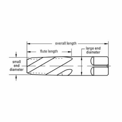 Cleveland&reg; C24983 642 Taper Pipe Reamer, 1/4 in NPT, 2.438 in OAL, 9/16 in Dia Square Shank, Left Spiral Flute