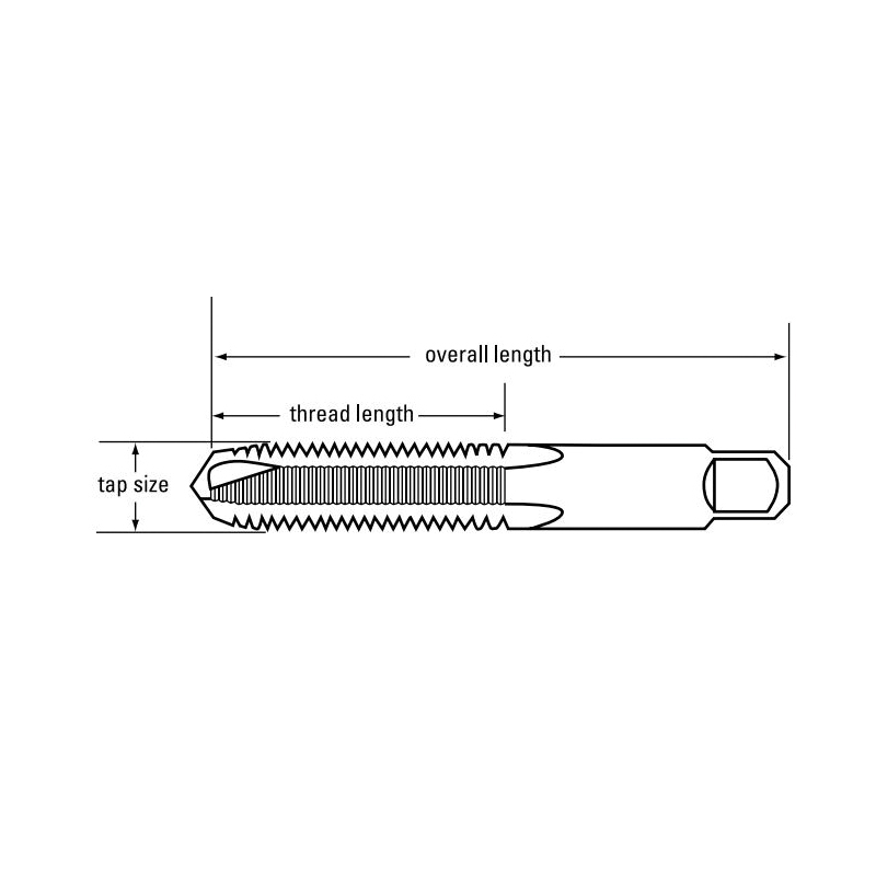 Cleveland&reg; C57361 1053 Low Shear Spiral Point Machine Tap, Right Hand Cutting, #8-32 Thread, H3 Thread Limit, Plug Chamfer, 2 Flutes, Bright, HSS