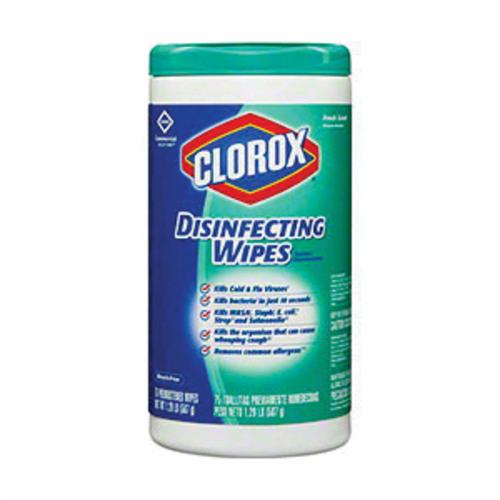 Clorox® 15948 Premoistened Disinfecting Wipes, 7 x 8 in, 75 Sheets Capacity, Non-Woven Fiber, White