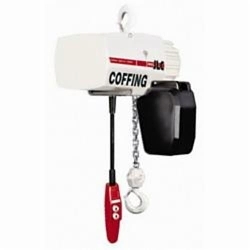 Coffing&reg; Hoists 08221W JLC Single Reeving Electric Chain Hoist With Chain Container, 0.5 ton Load, 15 ft Chain/Rope, 10 ft H Lifting, 1/2 hp Power Rating, 115 V AC