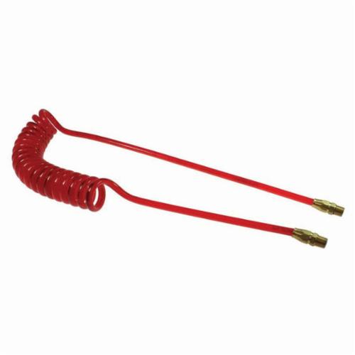 Coilhose® PRE14-20A-T Flexeel PRE14 Coiled Air Hose, 1/4 in Nominal, 1/4 in MPT Reusable Rigid x Swivel End Style, 20 ft L, 200 psi at 75 deg F Working, Reinforced Polyurethane, Domestic