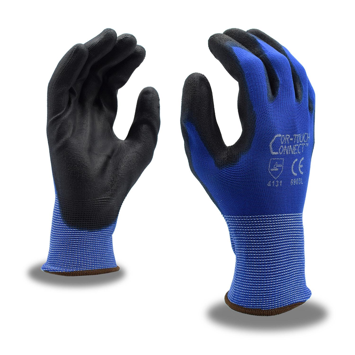 Cor-Touch&reg; 6903L Cor-Touch Connect&trade; 6903 Breathable Gloves, Touchscreen Style, L, Polyurethane Palm, 13 ga Nylon, Blue/Black, Resists: Abrasion/Snag/Tear
