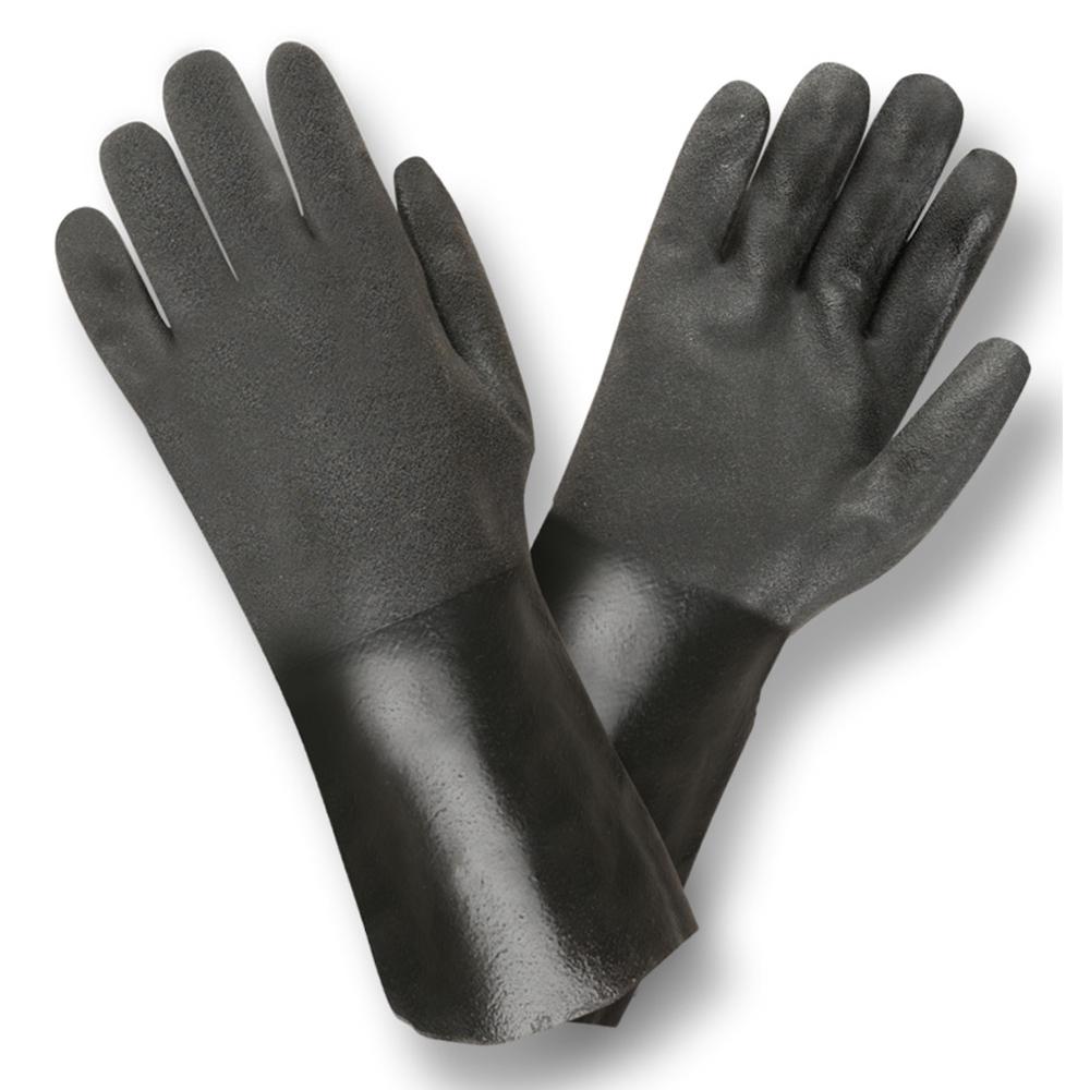 Cordova 5114SI General Purpose Gloves, Support, L, Cotton/PVC, Black, Double Dipped Coating, Resists: Acids/Oil/Animal Fats/Caustics/Petroleum Hydrocarbons/Alcohols, Interlock Lining