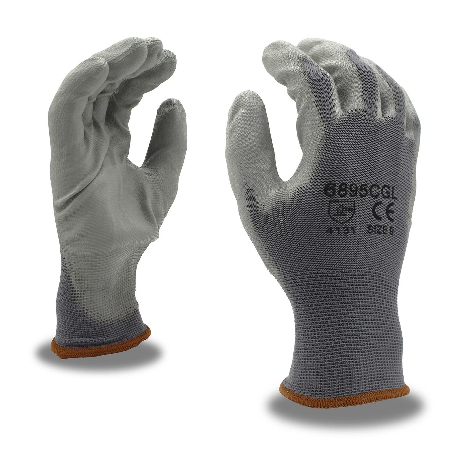 Cor-Touch&reg; 6895CGM 6895CG General Purpose Gloves, Knit, M, Polyurethane Palm, 13 ga Nylon, Gray, Resists: Abrasion/Snag/Tear