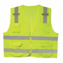 Cor-Brite® V101 Type O Safety Vest, Universal, Hi-Viz Lime, Polyester Mesh, Hook and Loop Closure