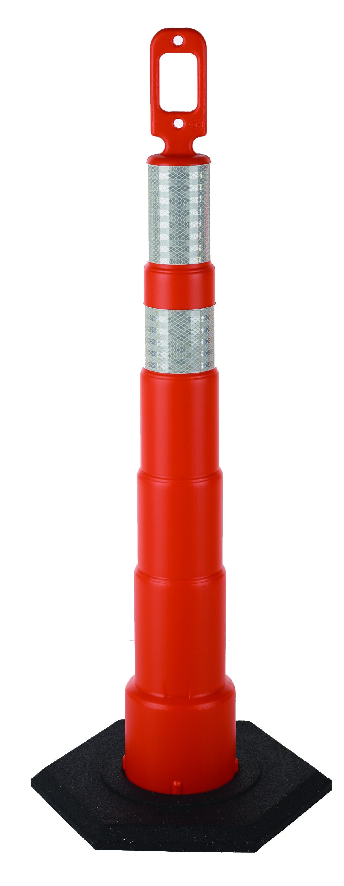 Cortina&reg; 03-770-42-P Stacker Round Top Plain Channelizer Cone, 8 in Dia Orange HDPE Post