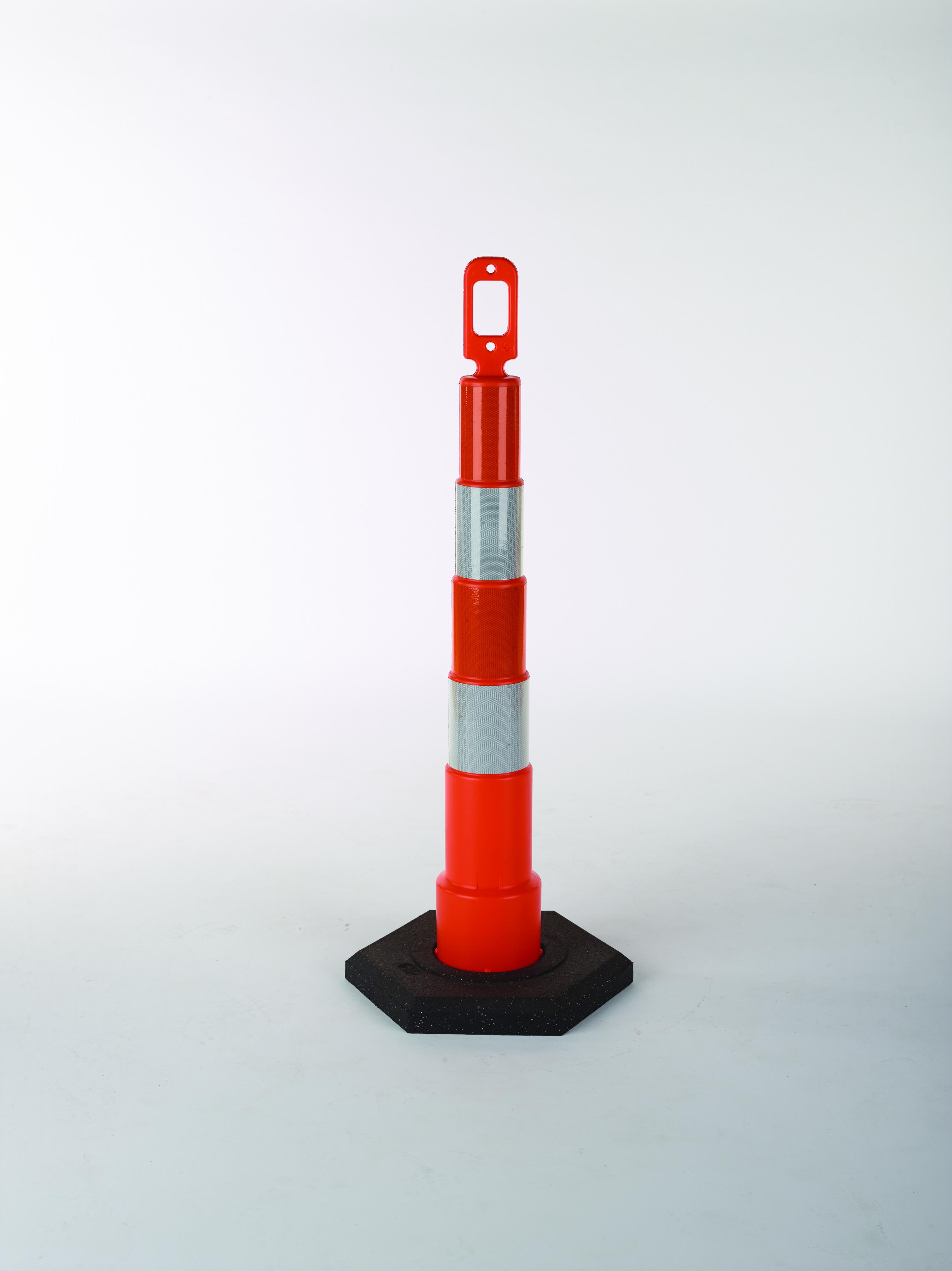 Cortina® EZ-Grab™ 03-734 Flared Portable Delineator Post, 4-1/2 in Dia Orange Polyethylene Post, 2 Stripes