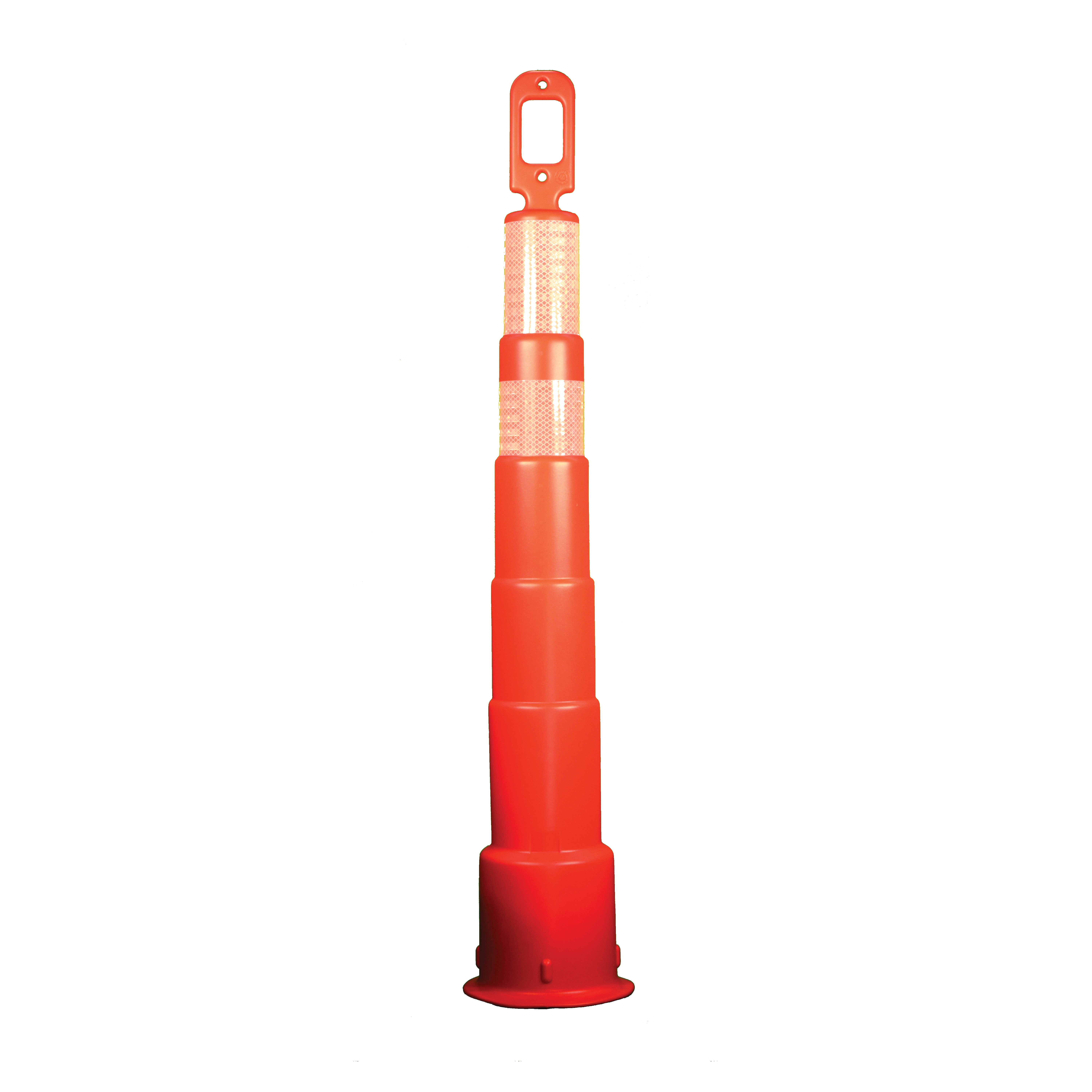 Cortina® Grip N Go™ 03-750-4HI Channelizer Cone, 4 in Top x 7.56 in Base Dia Orange Polyethylene Post, 4 Stripes