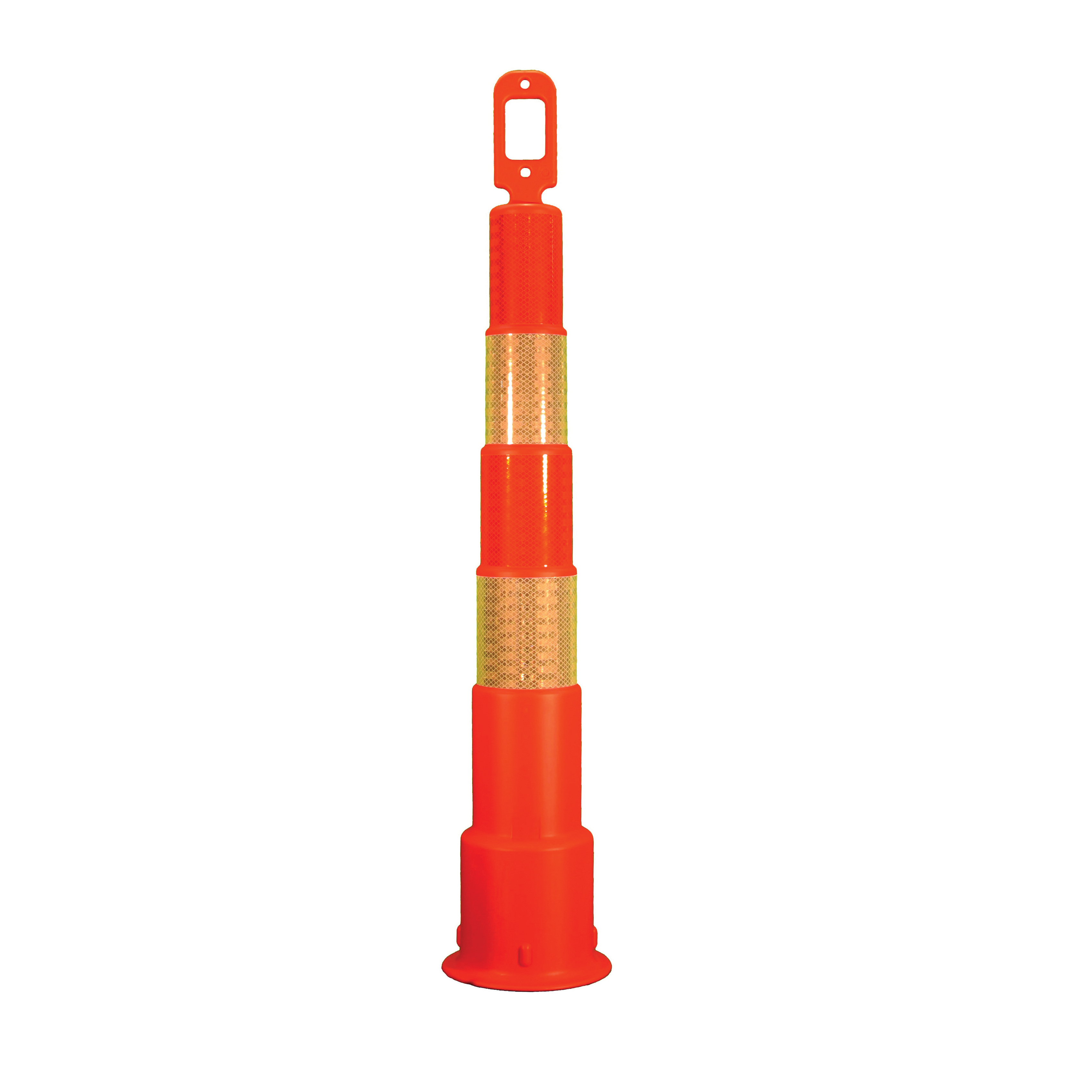 Cortina® 03-750-6EG Channelizer Cone, 4 in Top x 7.56 in Base Dia Post Orange Polyethylene Post, 4 Stripes