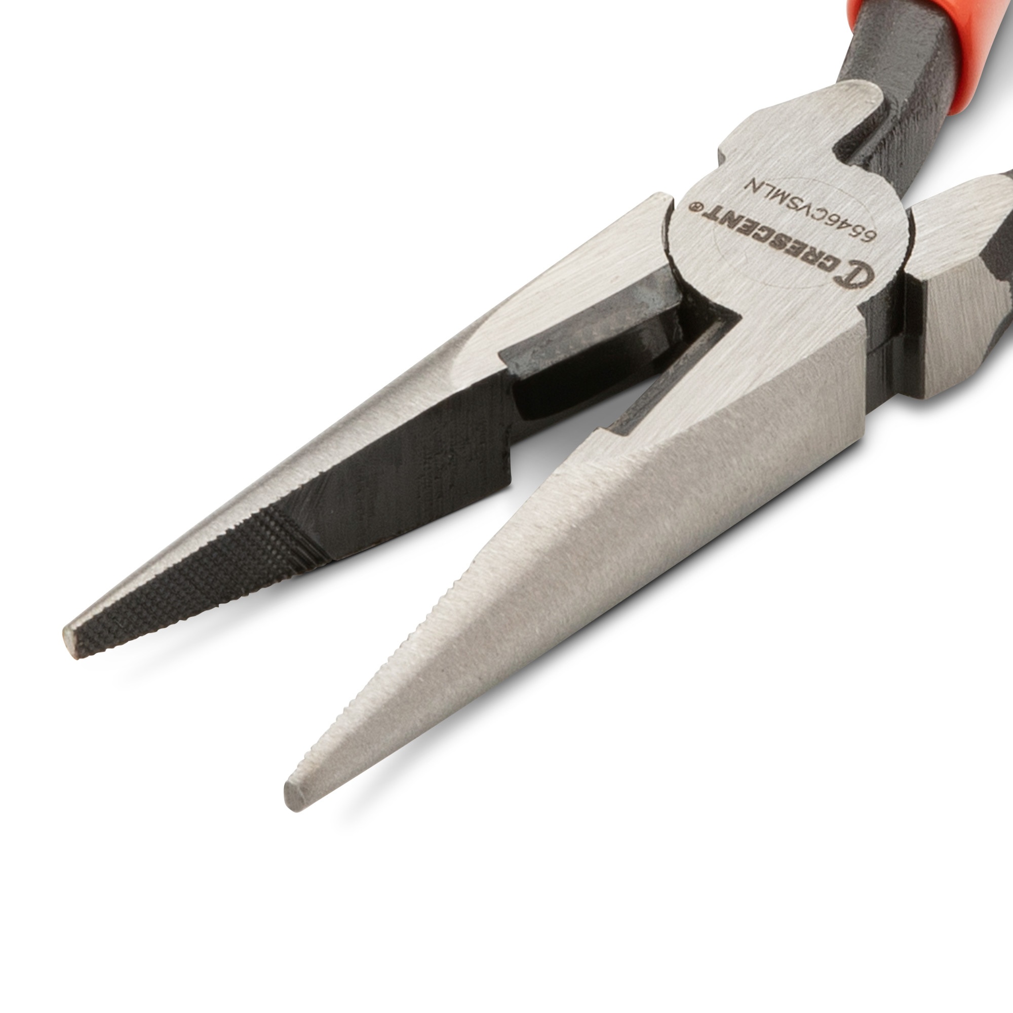 Crescent® 6546CVSMLN Solid Joint Chain Long Nose Plier With Side Cutter, 1-7/8 in L x 11/16 in W, Serrated Forged Alloy Steel Jaw, 6-5/8 in OAL