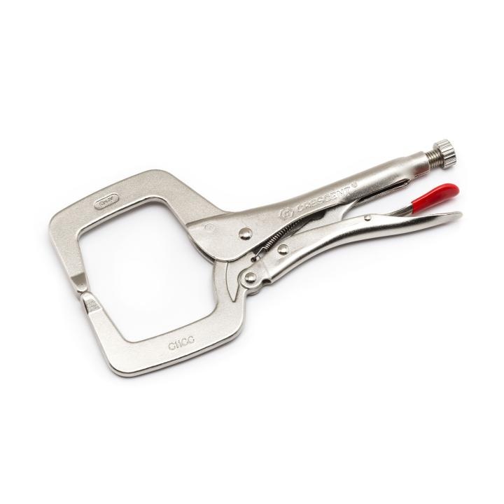 Irwin&reg; 275 Fixed Tip/Standard Locking Clamp, Nickel Plated, 15-1/2 in D Throat, 10 in Jaw Opening, 24 in L x 3/4 in W Jaw, Heat Treated Alloy Steel