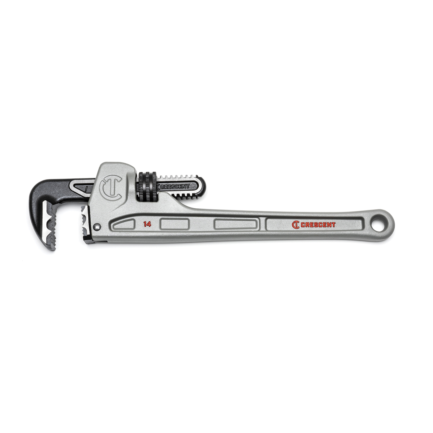 RIDGID&reg; 47057 Straight Pipe Wrench, 2 in Pipe, 12 in OAL, Floating Forged Hook Jaw, Aluminum Handle, Knurled Nut Adjustment