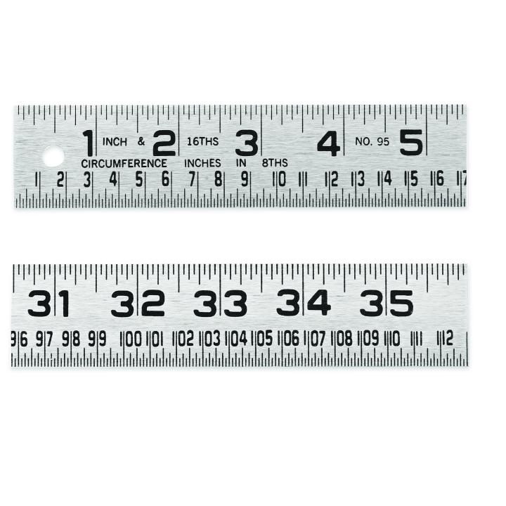 Starrett&reg; C309R-6 Full Flexible Precision Rule, Imperial Measuring System, Graduations #9R to 16ths and Quick-Reading 32nds on One Side, Quick-Reading 64ths on Reverse Side, 6 in L, Steel, Silver