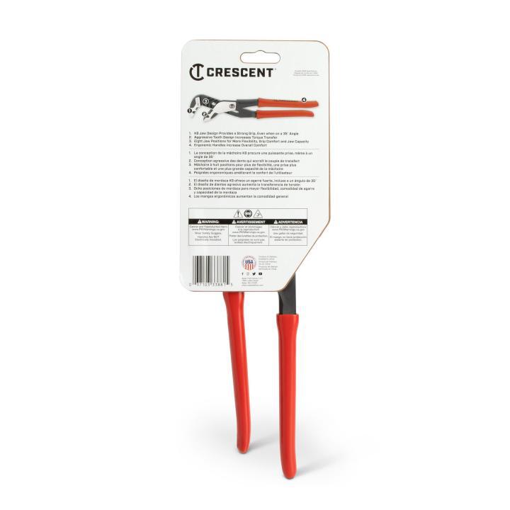 Crescent® RTZ212 Tongue and Groove Pliers, ASME, 2.6 in Nominal, 1.8 L x 1.85 W x 0.42 T in Jaw Alloy Steel Jaw Straight Jaw, 12.1 in OAL