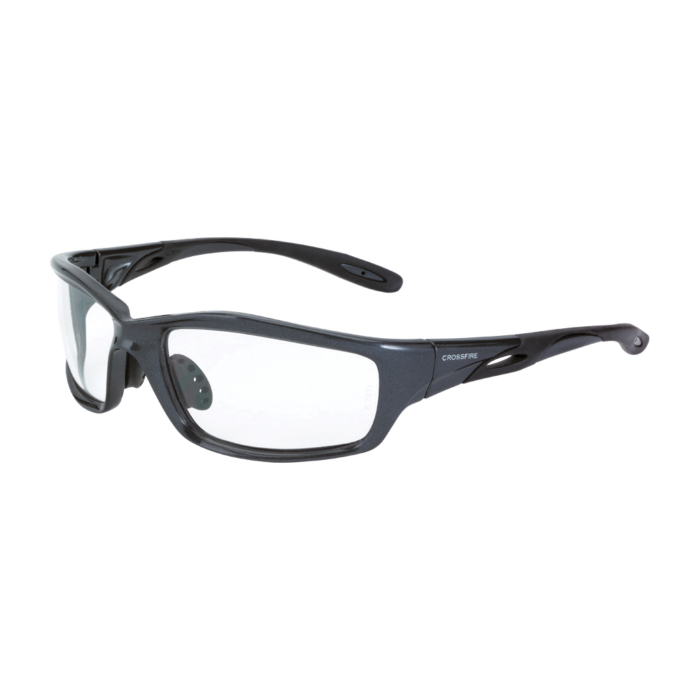 CrossFire&reg; 224 Infinity&trade; Premium Safety Eyewear, Hard Coat/Impact-Resistant, Clear Lens, Full-Frame Frame, Shiny Pearl Gray, TR90 Frame, Polycarbonate Lens, ANSI Z87.1+