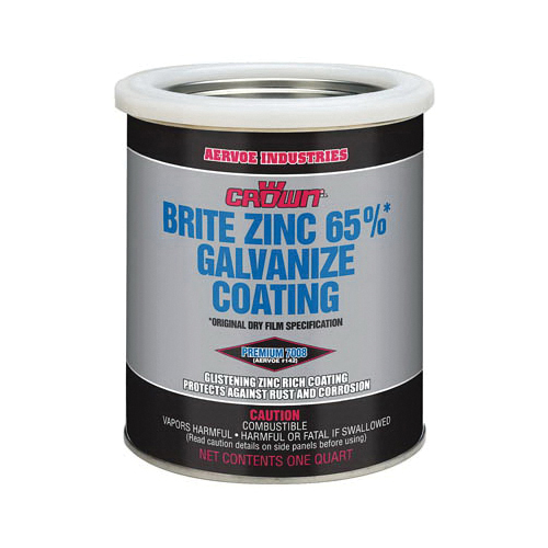 Crown&reg; by Aervoe&reg; 7008Q Brite Galvanizing Compound, 1 qt Container, Bulk Liquid Form, 668 sq-ft/gal Coverage, 72 hr Curing