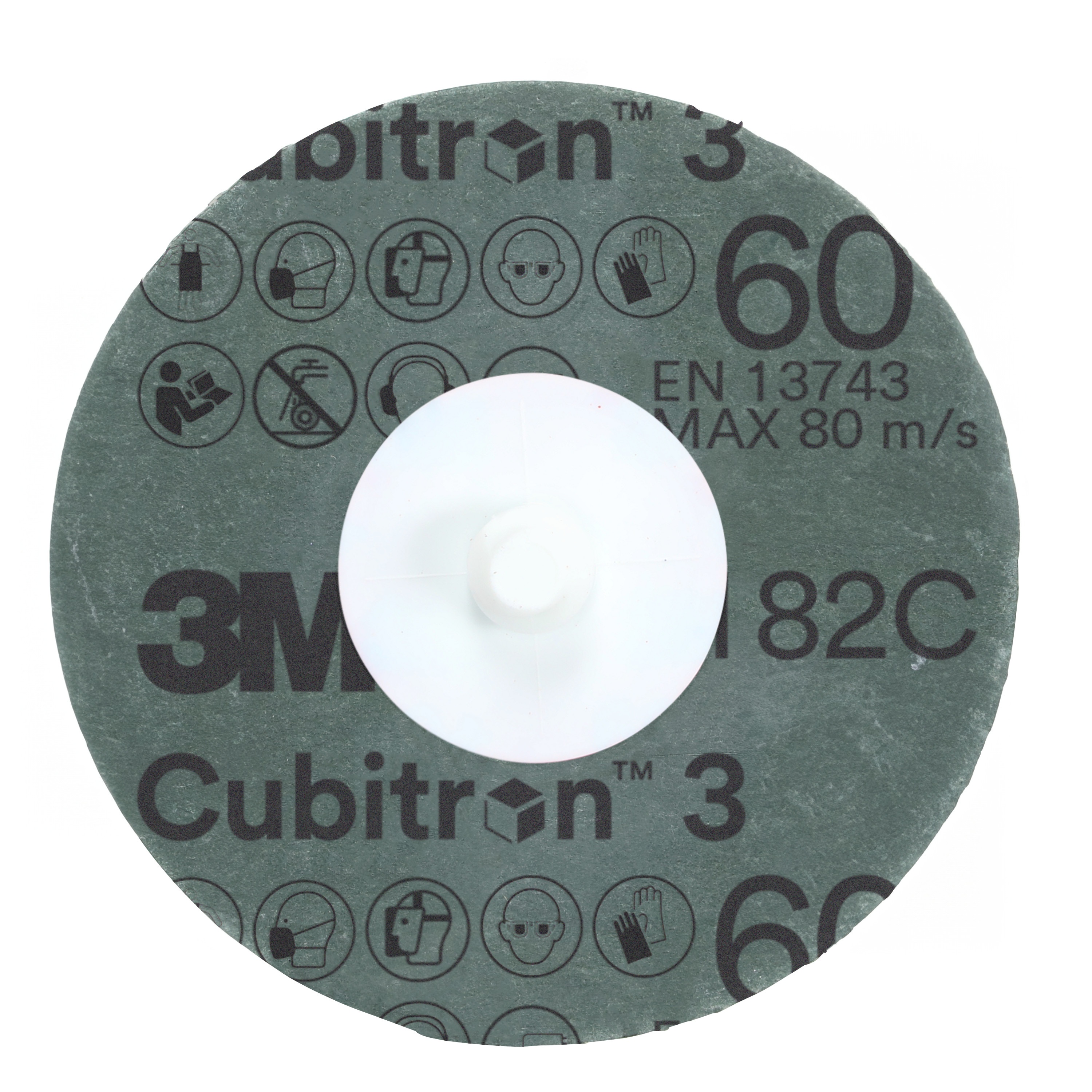 Cubitron&trade; 7100349675 Fibre Disc, 5 in Dia Disc, 80+ Grit, Precision Shaped Ceramic Abrasive, TN Attachment