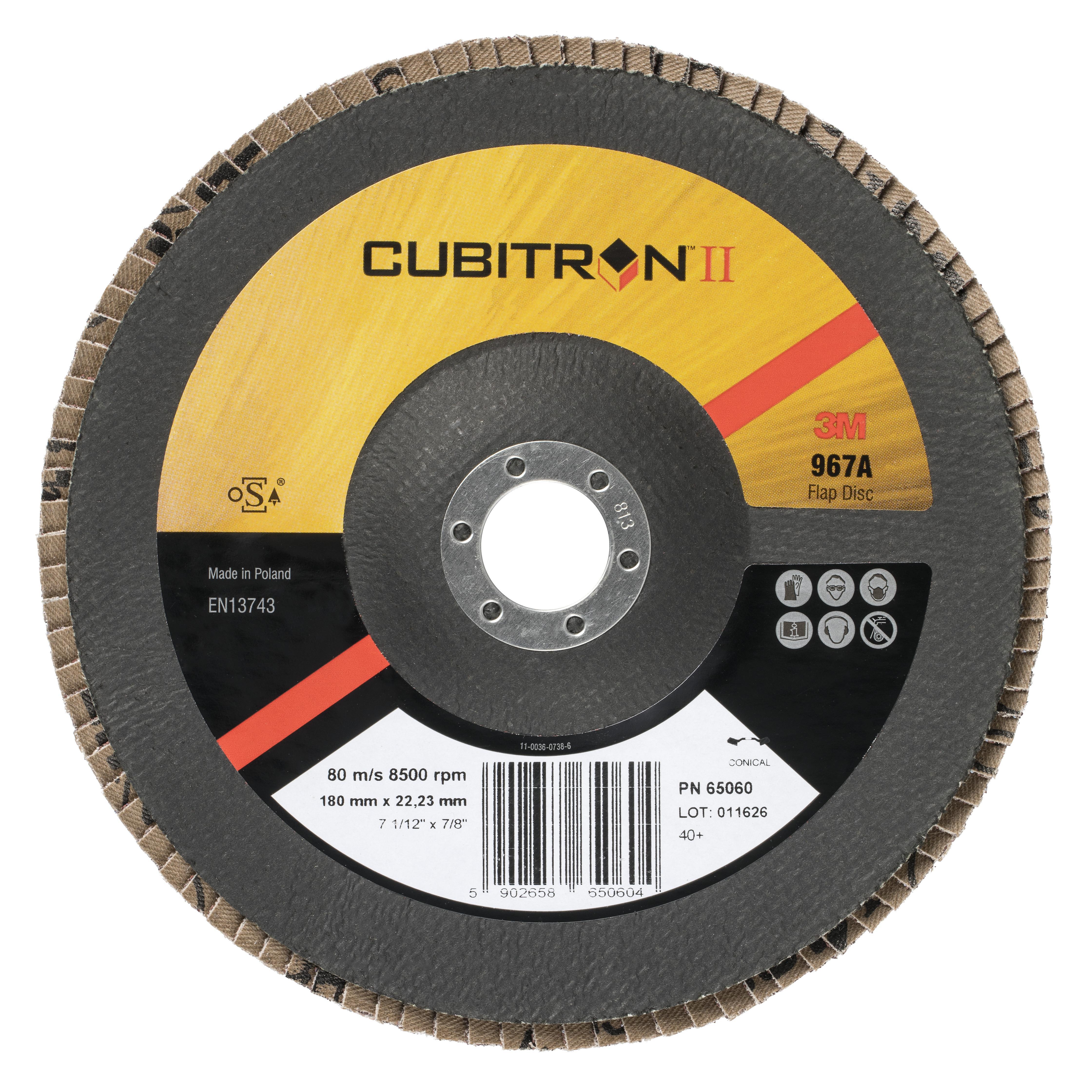 3M&trade; 7100244691 Flap Disc, 4.5 in Dia Disc, 40+ Grit, Precision Shaped Ceramic Abrasive, Type 27 Disc