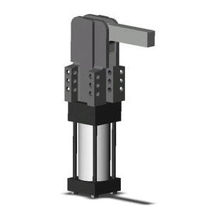 DESTACO 1001 Heavy Duty Pneumatic Power Clamp With 90 deg Horizontal Clamp Arm, 3-1/4 in Cylinder Bore, 1800 N-m Maximum Force, Surface Mounting