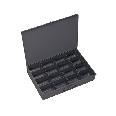 DURHAM MFG&reg; 113-95 Large Compartment Box With Catch, 12 in L x 18 in W x 3 in H, 16 Compartments