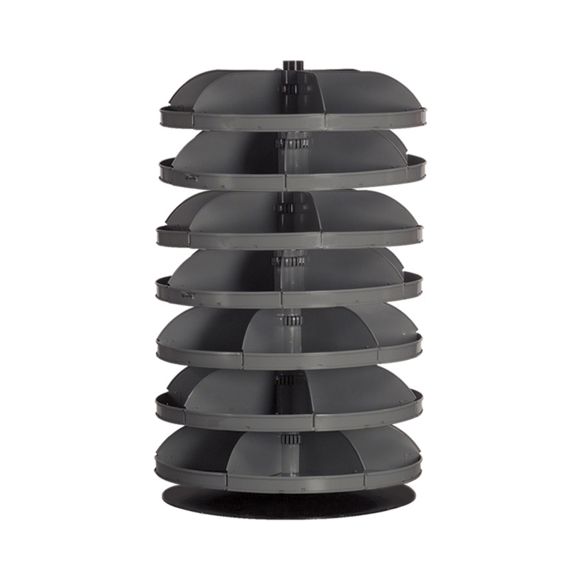 DURHAM MFG&reg; Rotabin&reg; 1307-95 Round Revolving Shelf, 34 in Dia Shelf, 3500 lb Load, 7 Shelves, Gloss Powder Coated Steel, Gray