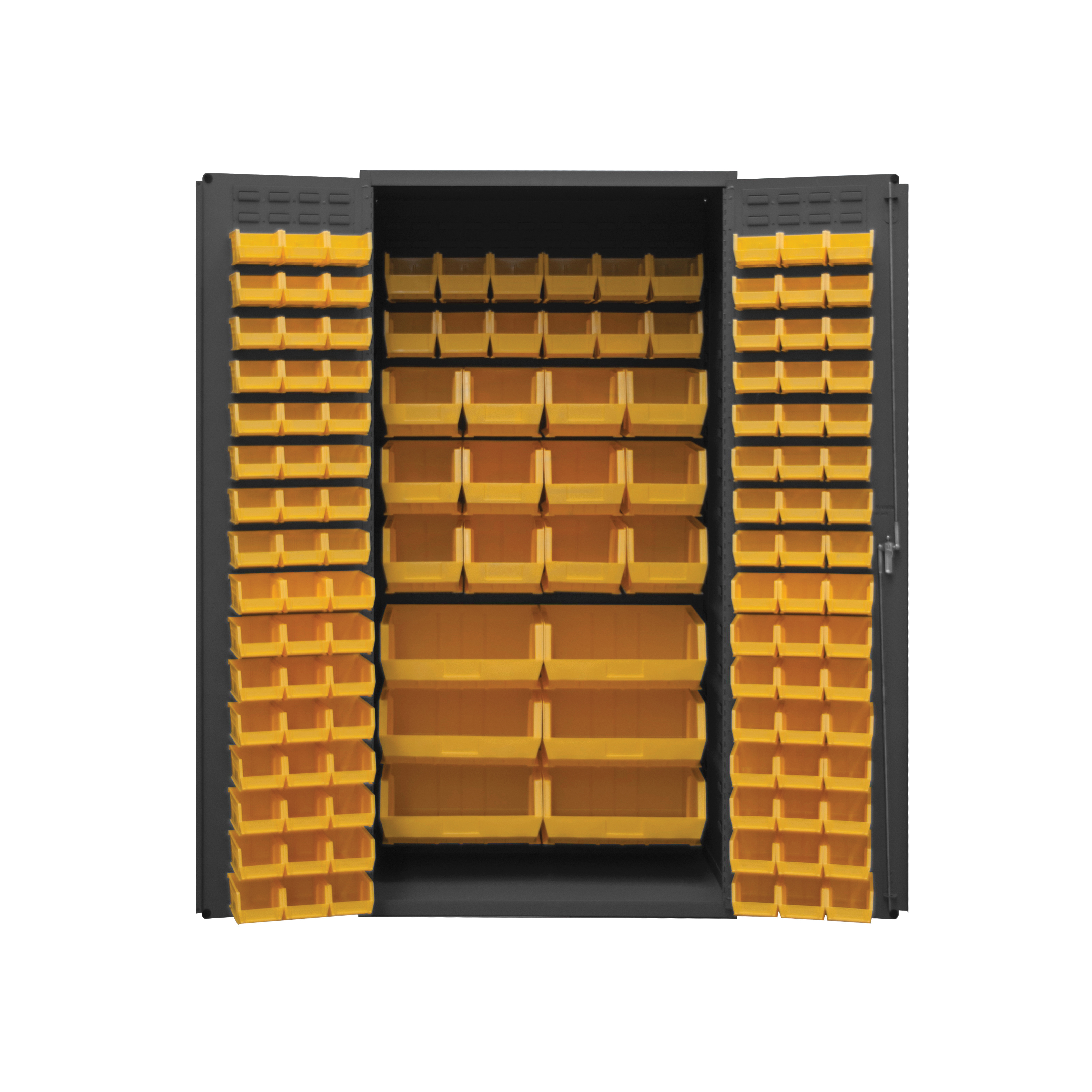 DURHAM MFG&reg; 2501-BDLP-126-95 Bin Cabinet, 126 Bins, Gray, 24 in L x 36 in W x 72 in H