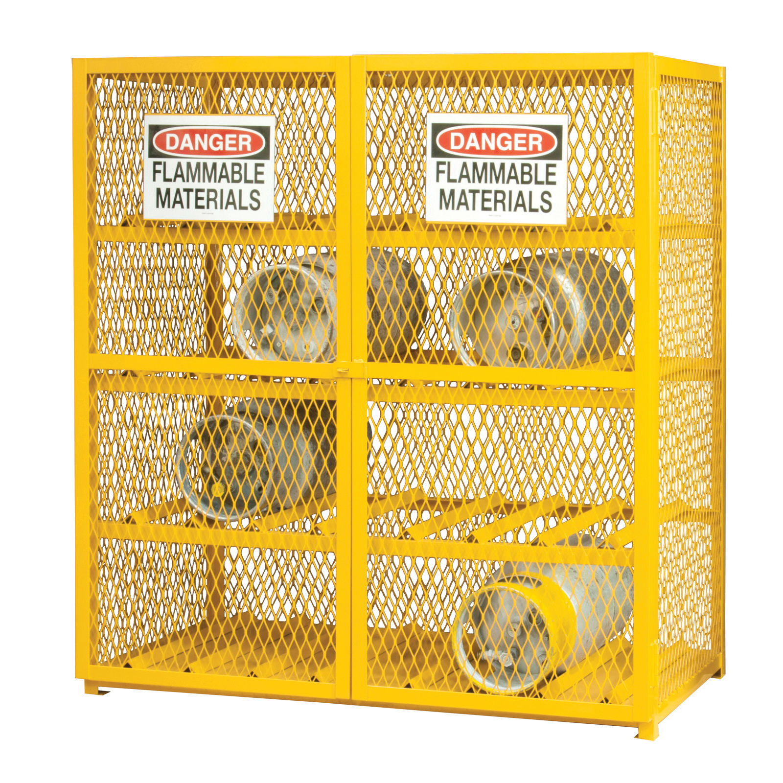 DURHAM MFG&reg; EGCC16-50 Horizontal Gas Cylinder Cabinet, 16 Capacity, 71-7/8 in H x 60 in W x 30-3/16 in D, Steel Roof, Iron, Yellow