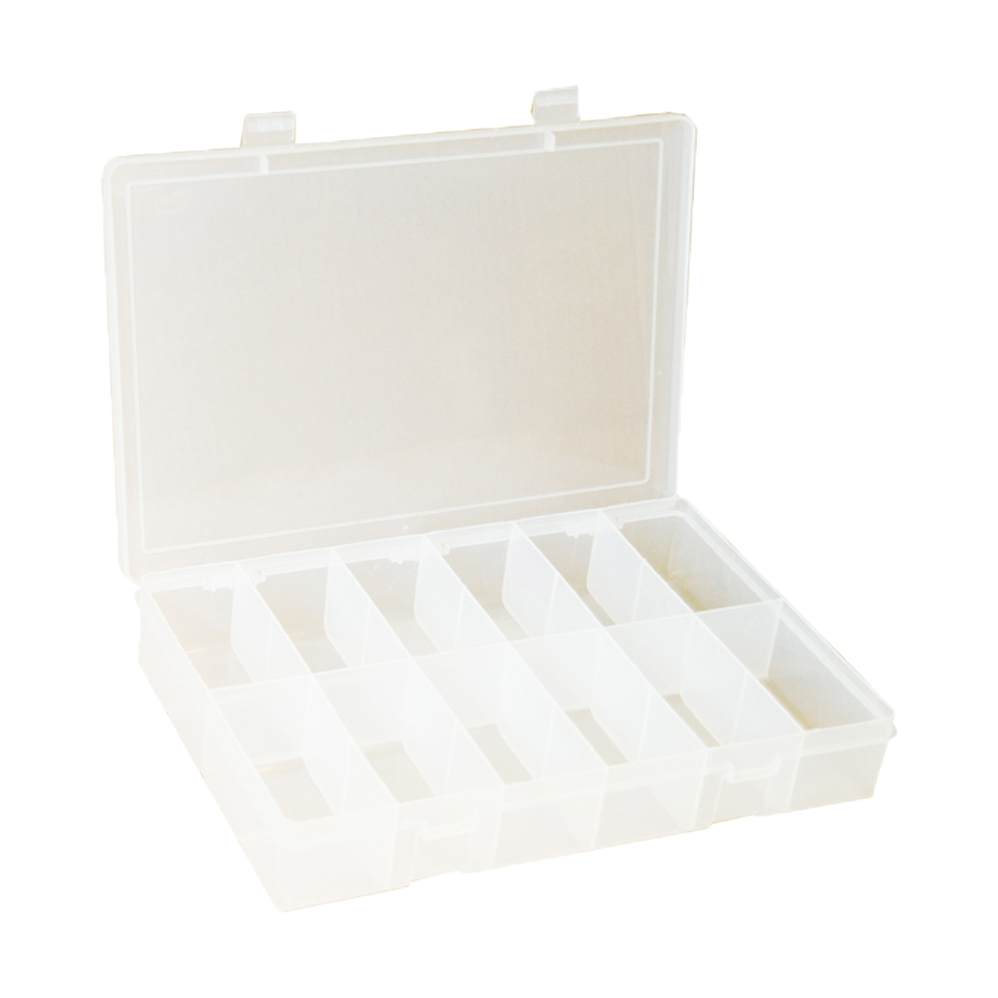 DURHAM MFG&reg; LP12-CLEAR 12-Opening Large Compartment Box, For Use With 291-95 Rack, Polypropylene, Clear