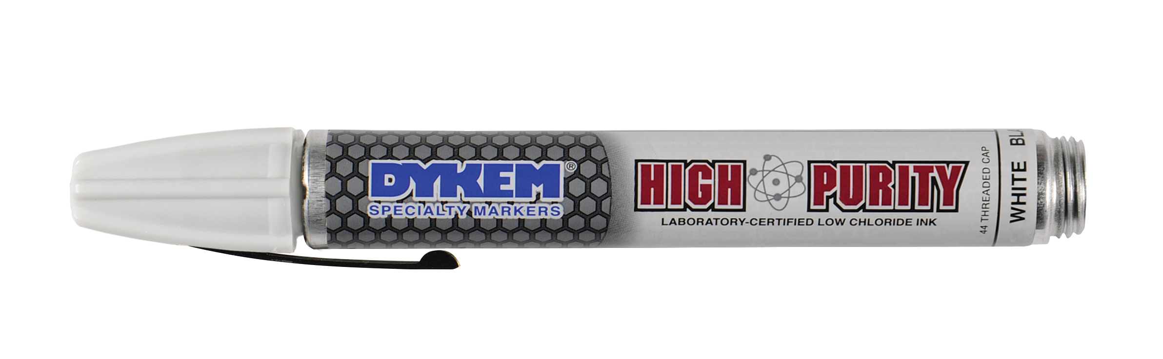 Dykem&reg; 44729 High Purity 44 Permanent Paint Marker, Medium Tip, Aluminum Barrel Container/Fiber Tip, White