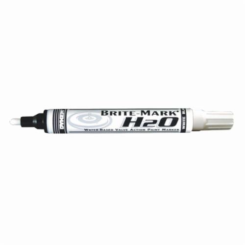 Dykem&reg; BRITE-MARK&reg; H2O 91425 General Purpose Permanent Paint Marker, Medium Tip, Aluminum, White