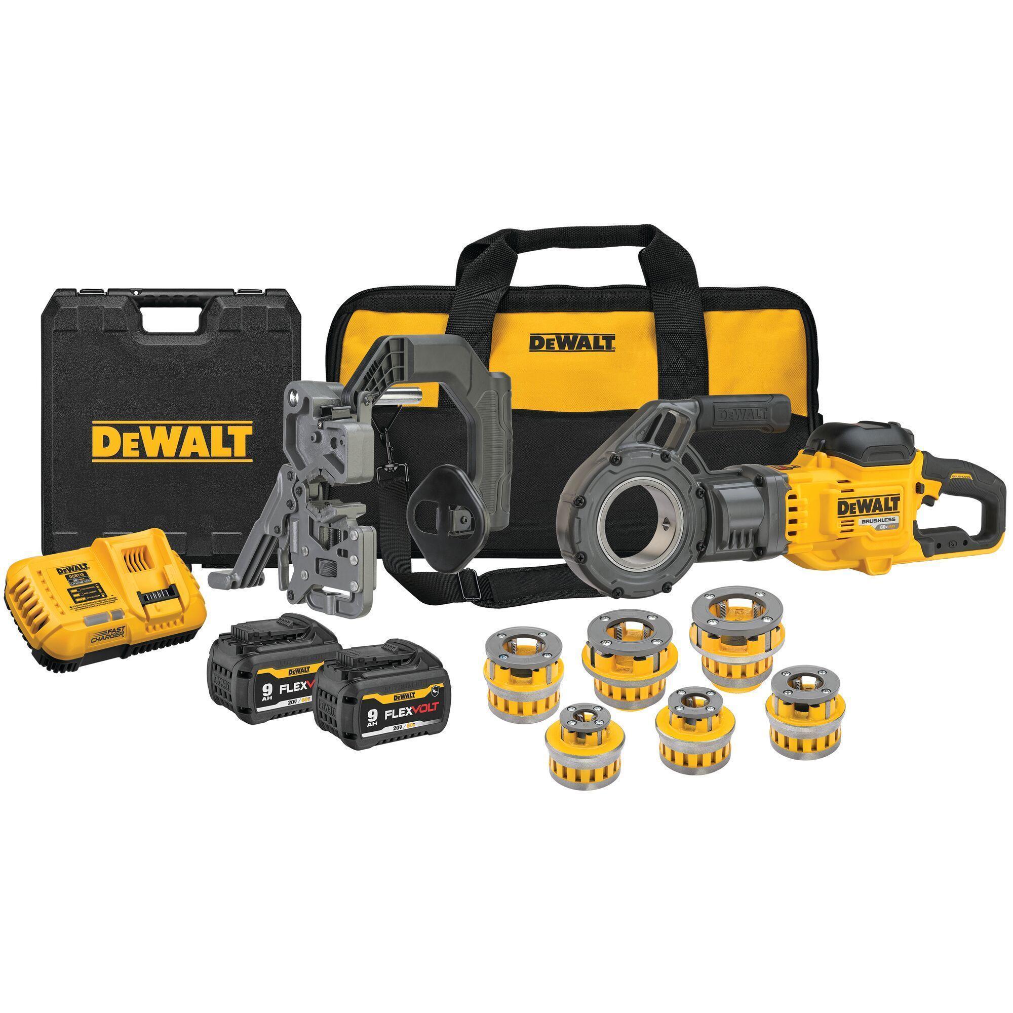 DeWALT&reg; DCE700X2K Cordless Pipe Threader Kit With Die Head, 1/2 to 2 in Pipe, 26.38 in L x 5 in W, (2) FLEXVOLT&reg; 20V/60V MAX* 9 Ah Glass Filled Nylon Battery
