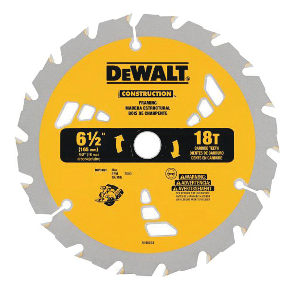 product DeWALT® DWA7770 Circular Saw Blade, 5-1/2 in Dia x 0.044 in THK, 20 mm Arbor, Steel Blade, 30 Teeth