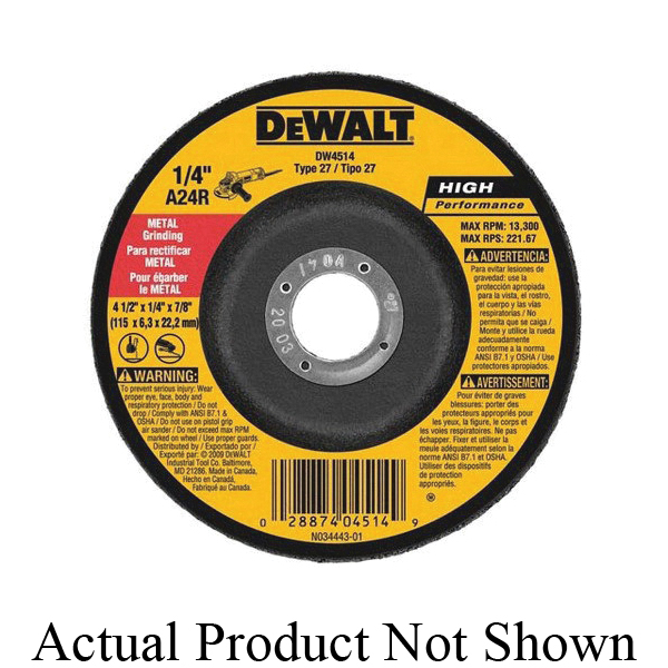 DeWALT® HP™ DW8315 Contaminant-Free Heavy Duty Coated Flap Disc, 5 in Dia, 7/8 in Center Hole, 36 Grit, Coarse Grade, Zirconia Alumina Abrasive, Type 29 Disc