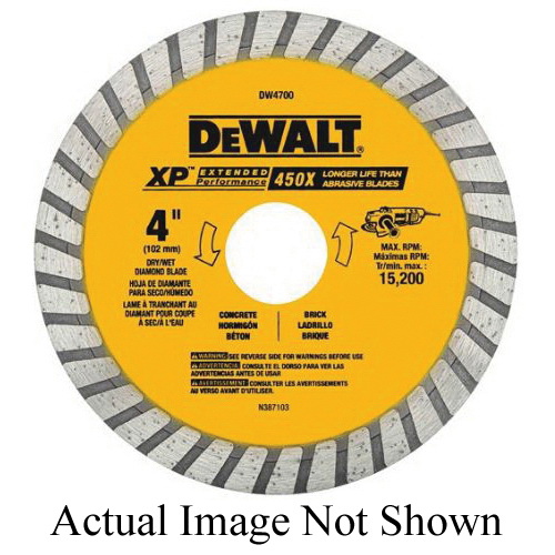 product DeWALT® XP® DWA47421 General Purpose Segmented Rim Diamond Saw Blade, 14 in Dia Blade, 4-5/8 in D Cutting, 1 in Arbor/Shank, Dry/Wet Cutting