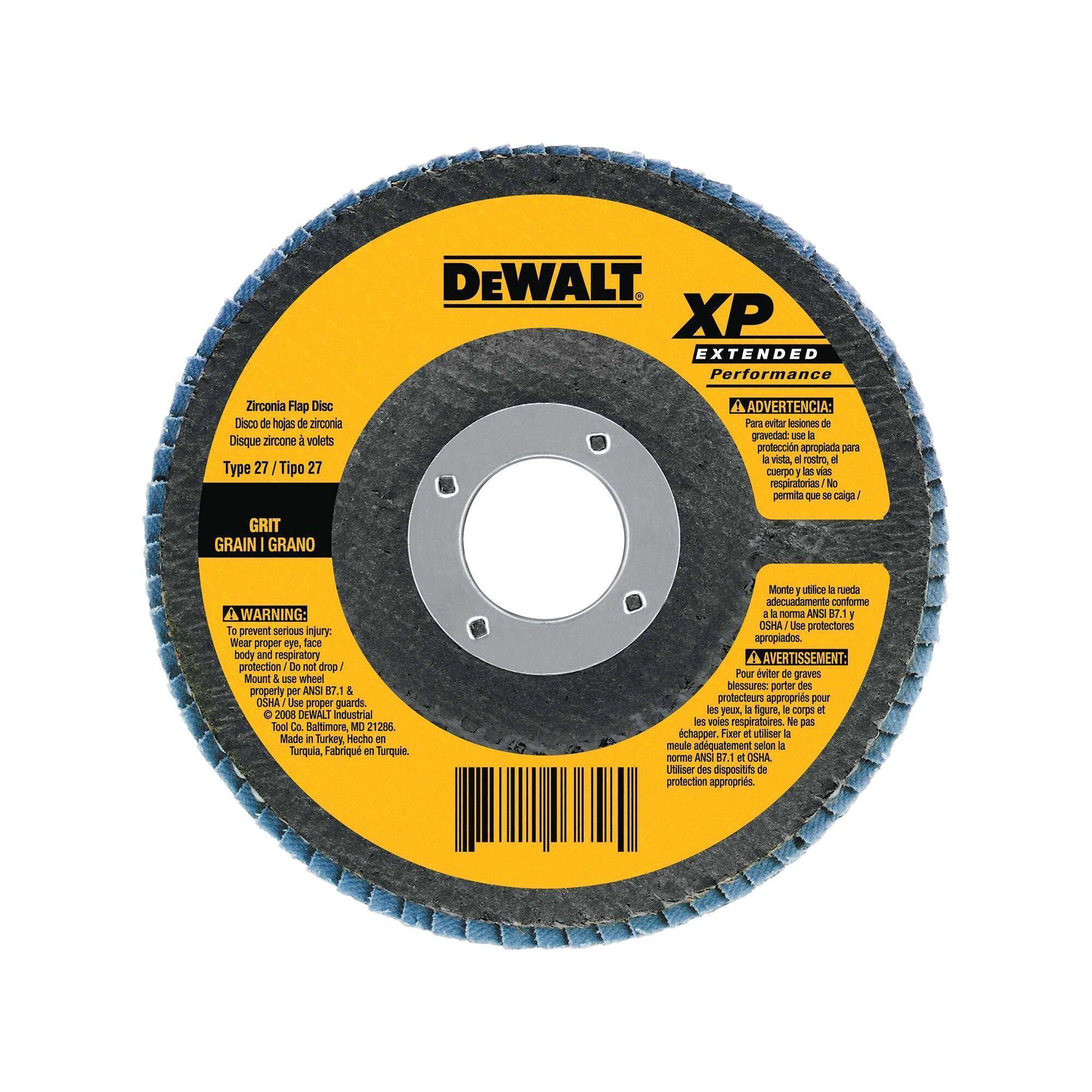 DeWALT® High Performance™ DW8309 Contaminant-Free Flap Disc, 4-1/2 in Dia Disc, 7/8 in Center Hole, 80 Grit, Medium Grade, Zirconia Alumina Abrasive, Type 29 Disc