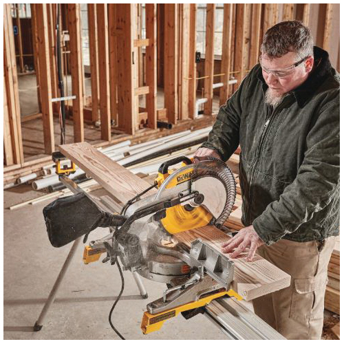 DeWALT&reg; DWS715 Corded Electric Single Bevel Compound Miter Saw, 12 in Dia Blade, 5/8 in, 1 in Arbor/Shank, 2 x 8 in, 2 x 6 in Cutting, 8 in, 5-1/2 in Miter, 5-1/2 in, 3-5/8 in Bevel