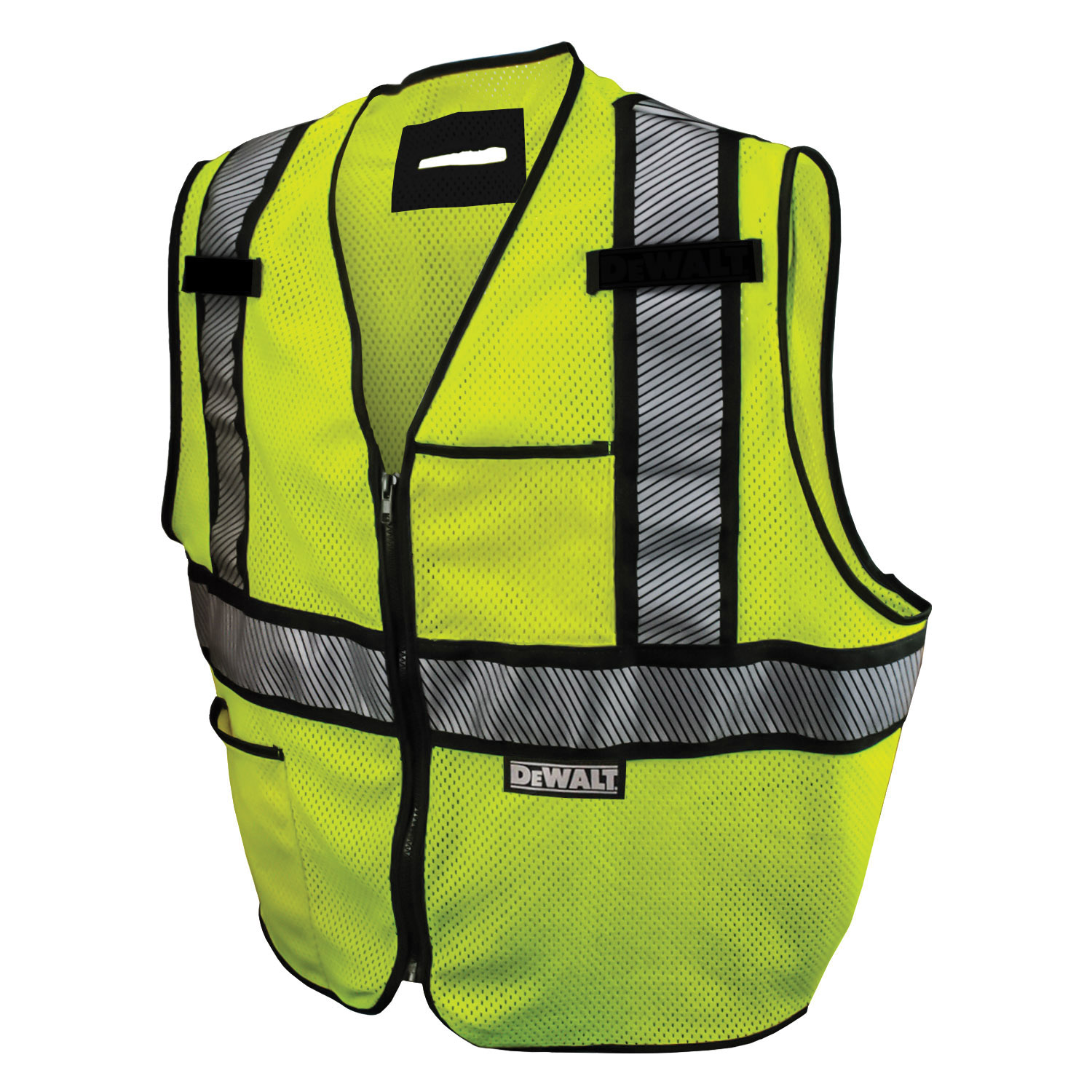 DeWALT® by Radians® GEAR™ DSV971-M FR Treated Safety Vest, M, Hi-Viz Green, 6.2 oz Modacrylic Mesh/Kevlar®, Zipper Closure, 2 Pockets, ANSI Class: Class 2, ANSI 107-2010 Type R, NFPA 70E HRC1, ASTM F1506