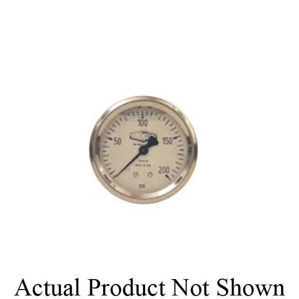 product Dixon® GLBR160-4 Gauge, 0 to 160 psi, 1/2 in Connection, 4 in Dial, +/- 1 Percent, Glycerin Liquid Filled