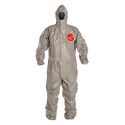 DuPont™ SL127TWHXL000600 Standard Coverall With Attached Hood, XL, White, 12 mil Tychem® 4000, 41-1/4 to 44-3/4 in Chest, 29-1/2 in L Inseam