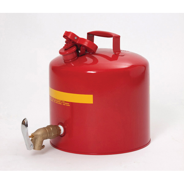 product Justrite® 7110410 Type I Safety Can With Swinging Handle, Stainless Steel Flame Arrester and 11202Y 1/2 in OD x 11-1/4 in H Polypropylene Funnel, 1 gal Capacity, 9-1/2 in Dia x 11 in H, Steel, Green