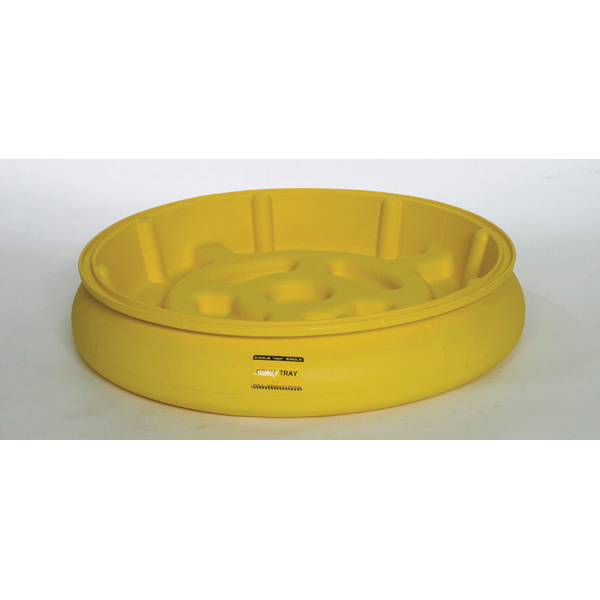 product Eagle Manufacturing 1615 Drum Tray With Black Grating, 31 in L x 6 in H, HDPE, Yellow, 10 gal Spill