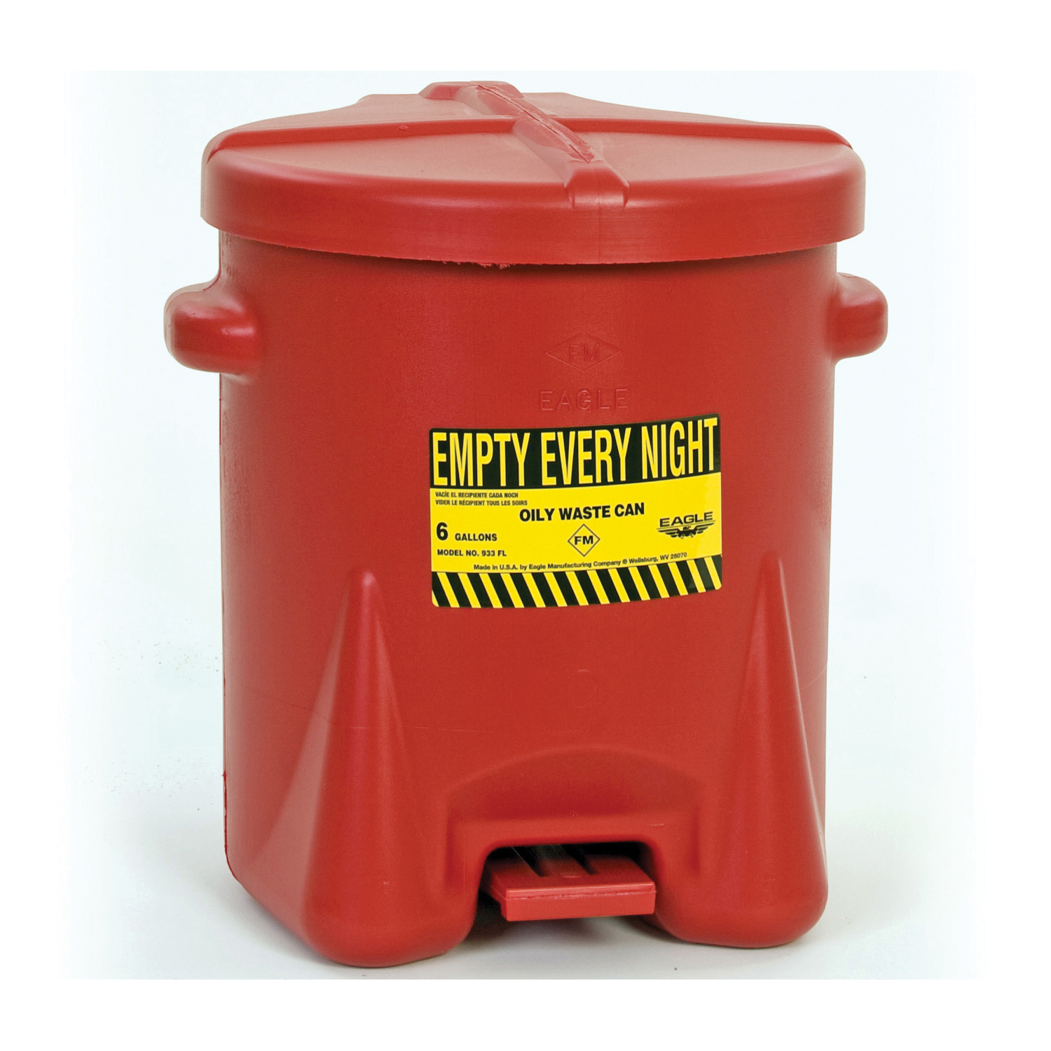 Eagle Manufacturing UI50FS Type I Safety Can With F-15 Funnel, 5 gal Capacity, 12-1/2 in Dia x 13-1/2 in H, Galvanized Steel, Red