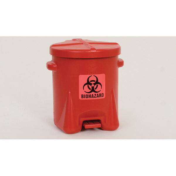 product Justrite® 12160 Oval Quick-Disconnect Disposal Can With Polypropylene Fittings, 1 gal Capacity, 7-3/4 in Dia, 5-1/4 in W x 12-3/4 in H, Polyethylene, White, FM Approved, OSHA Approved, NFPA 30