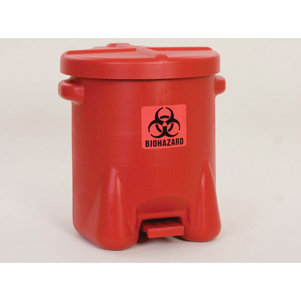 product Justrite&reg; 12160 Oval Quick-Disconnect Disposal Can With Polypropylene Fittings, 1 gal Capacity, 7-3/4 in Dia, 5-1/4 in W x 12-3/4 in H, Polyethylene, White, FM Approved, OSHA Approved, NFPA 30