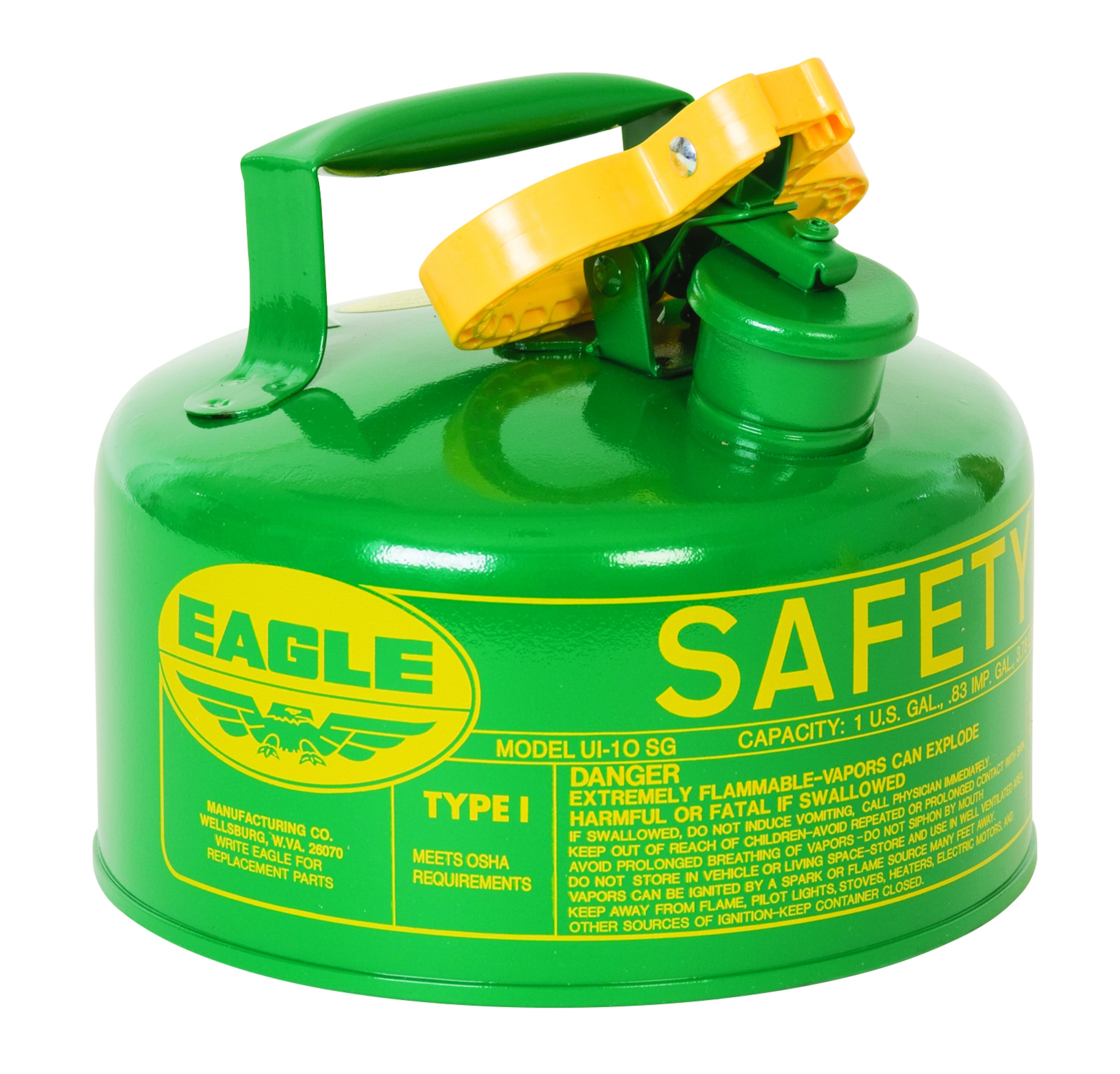 Eagle Manufacturing UI50FS Type I Safety Can With F-15 Funnel, 5 gal Capacity, 12-1/2 in Dia x 13-1/2 in H, Galvanized Steel, Red