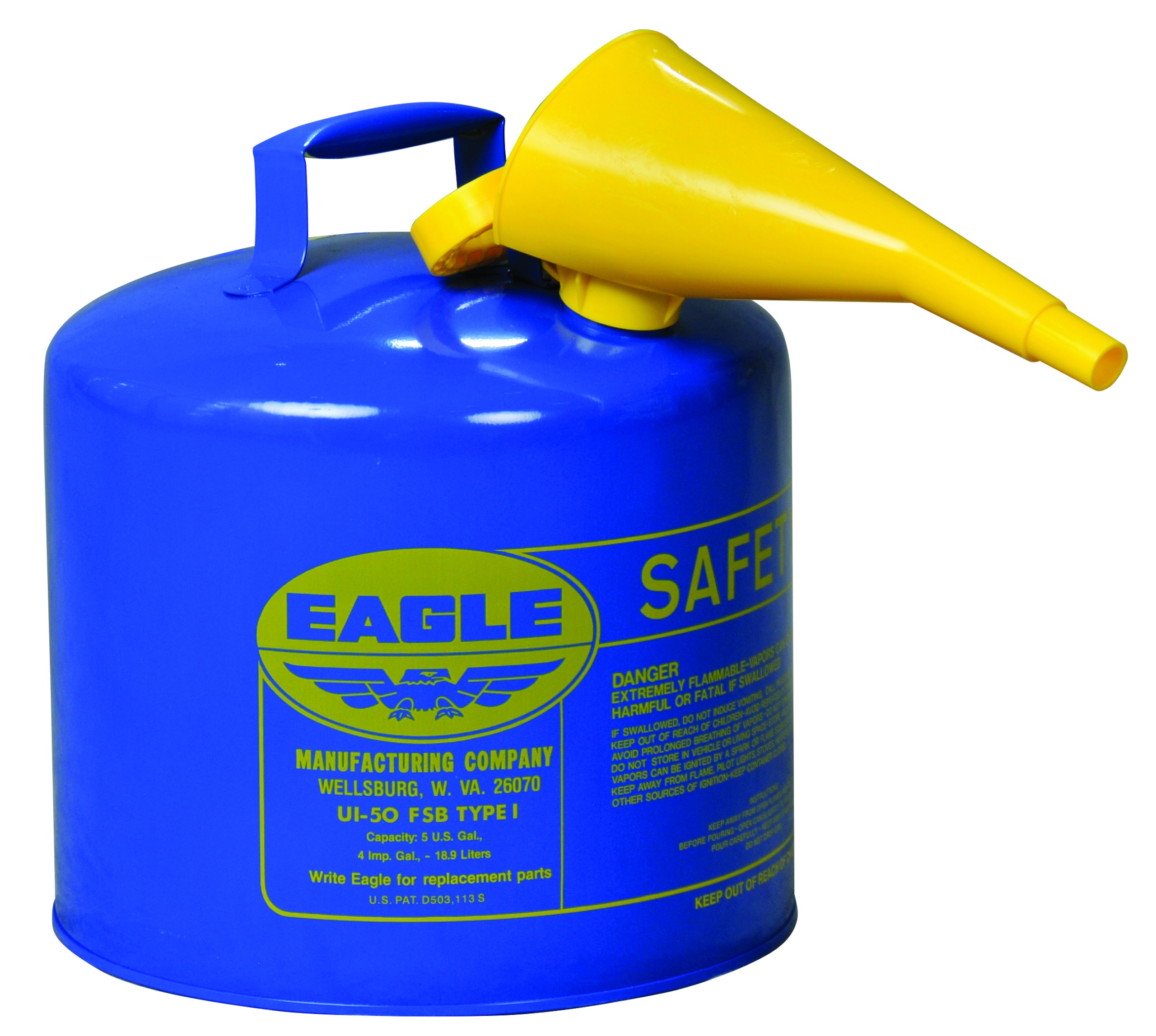 Eagle Manufacturing UI50SG Type I Safety Can, 5 gal Capacity, 12-1/2 in Dia x 13-1/2 in H, Hot Dipped Galvanized Steel, Green