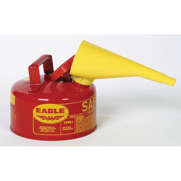 product Eagle Manufacturing 1417 Type I Safety Can With Brass Faucet, 5 gal Capacity, 12-1/2 in Dia x 13-1/2 in H, Galvanized Steel, Red