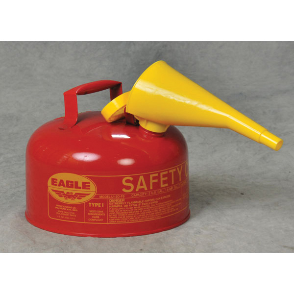 product Justrite® 14261 Type I Round Safety Can With Stainless Steel Hardware, 2.5 gal Capacity, 10-3/4 in Dia x 14-1/4 in H, Polyethylene, Red