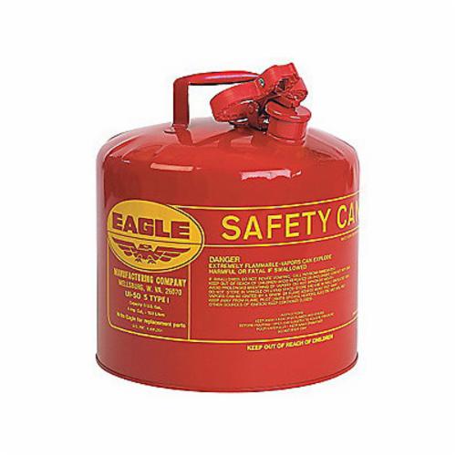 Eagle Manufacturing UI50FS Type I Safety Can With F-15 Funnel, 5 gal Capacity, 12-1/2 in Dia x 13-1/2 in H, Galvanized Steel, Red